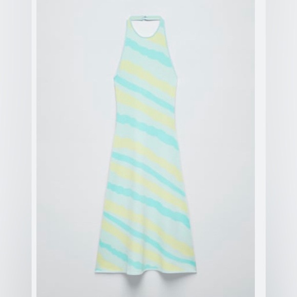 Zara Halter Neck Low Back Midi Knit Dress - Picture 5 of 5